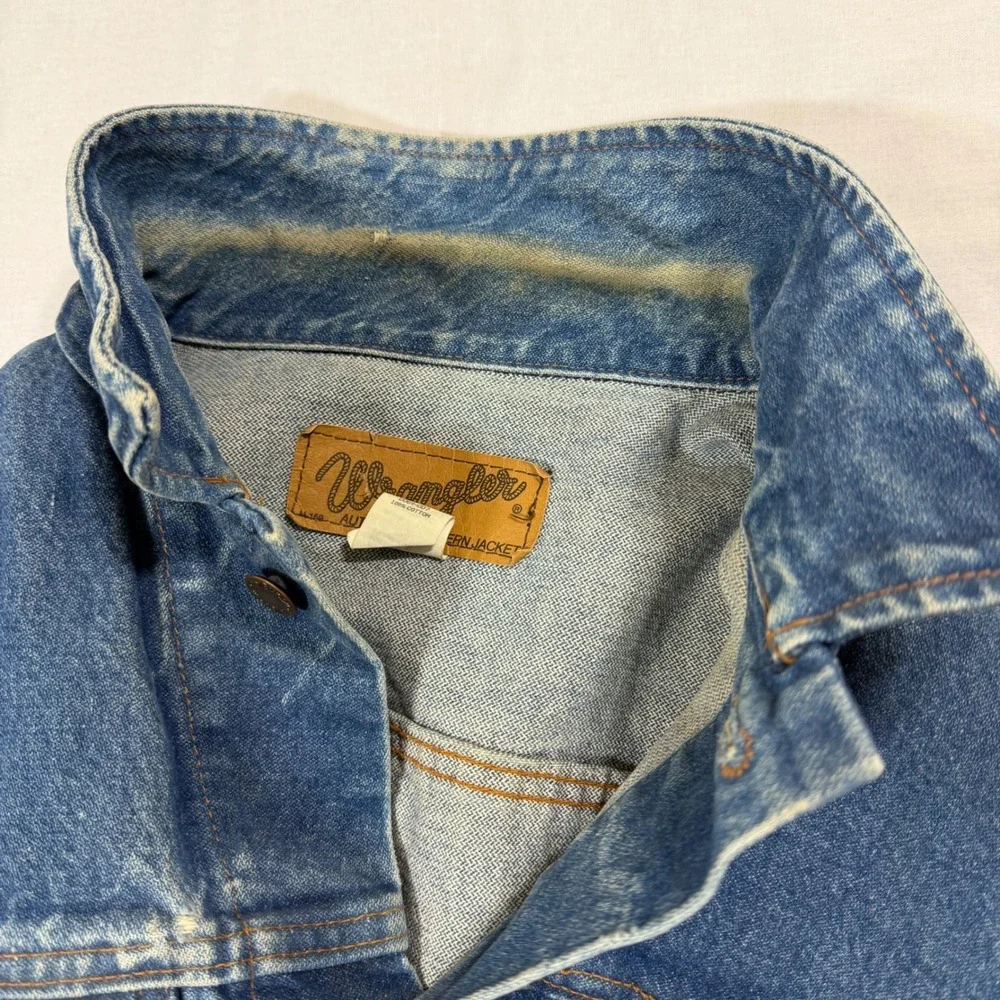 Vintage Wrangler Denim Jacket Mens 48 Blue Western Trucker Made in USA 80s